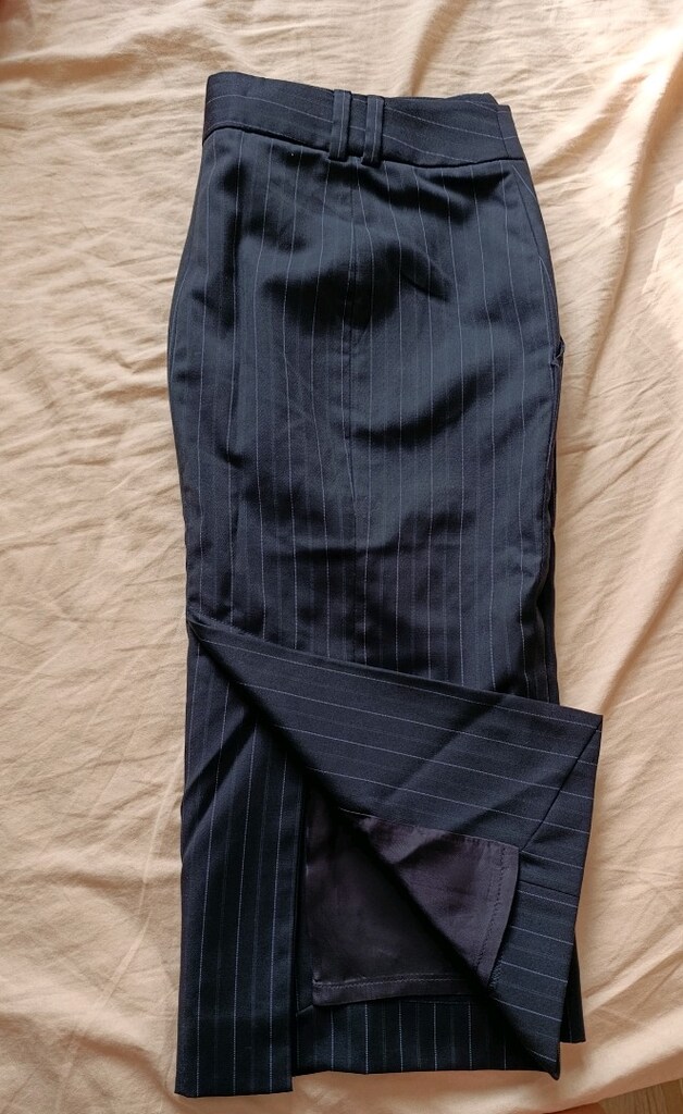 2 etek massimo dutti siyah ve lacivert çizgili kumaş etek - 2