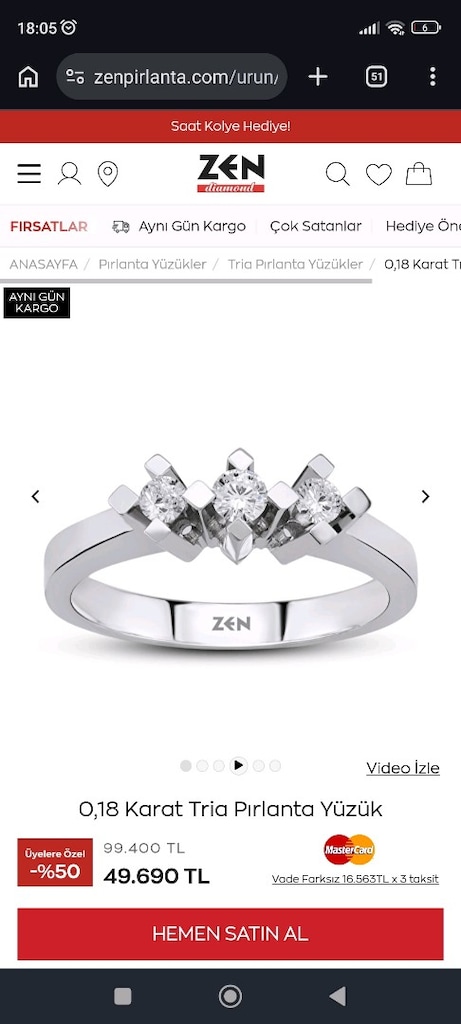 zen tria pırlanta yüzük