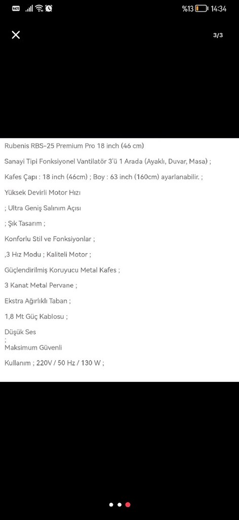 Rubenis RBS-20 Sanayi tipi ayaklı vantilatör - 4