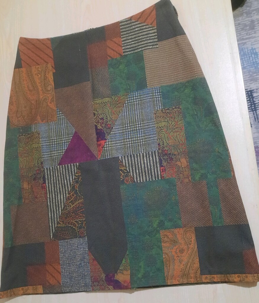 Sitare Marka 40 Beden Patchwork Desenli A-Line Etek