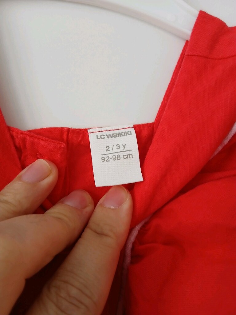 LCW Kırmızı Kare Yaka Keten Görünümlü Kız Çocuk Elbise(2 Yaş) - 9