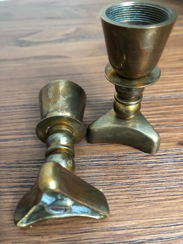 2 adet Döküm Pirinç Mumluk - 2
