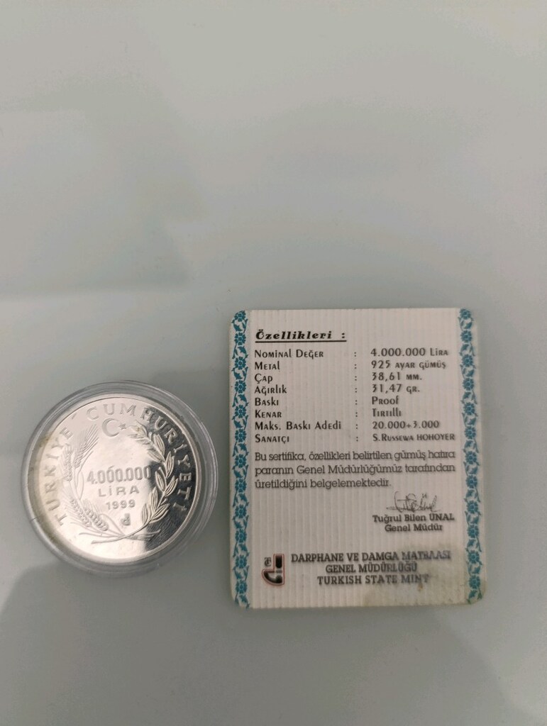 gümüş para darphane basım 31.47 gram.sertifikali - 3
