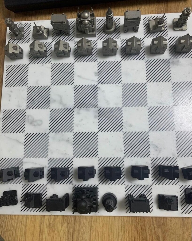 Skyline Chess Paslanmaz Çelik Mermer Satranç Takımı 32 parça - 14