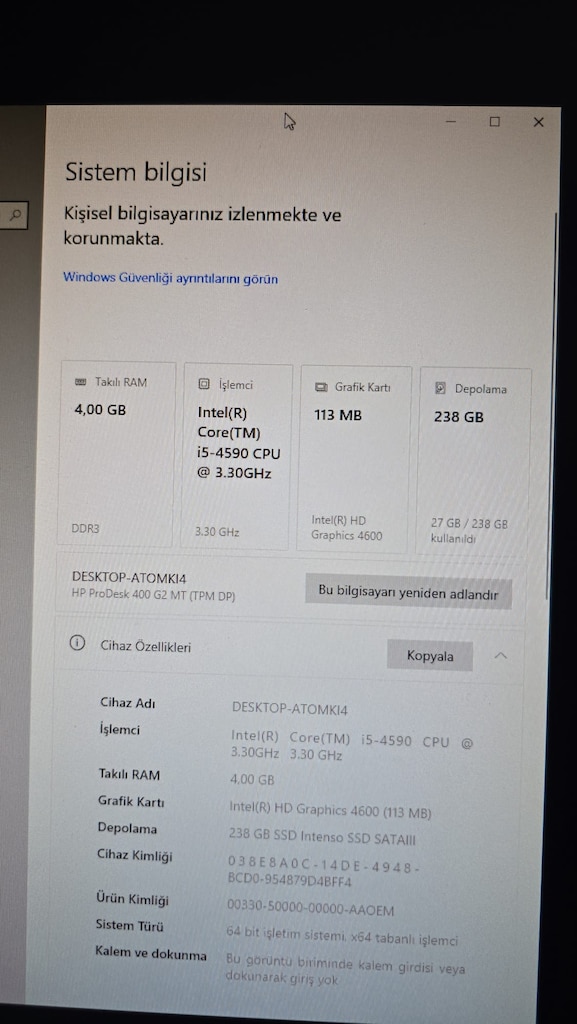 HP ProDesk 400 G2 MT LİSANSLI 240 SSDLİ MASAÜSTÜ PC - 2