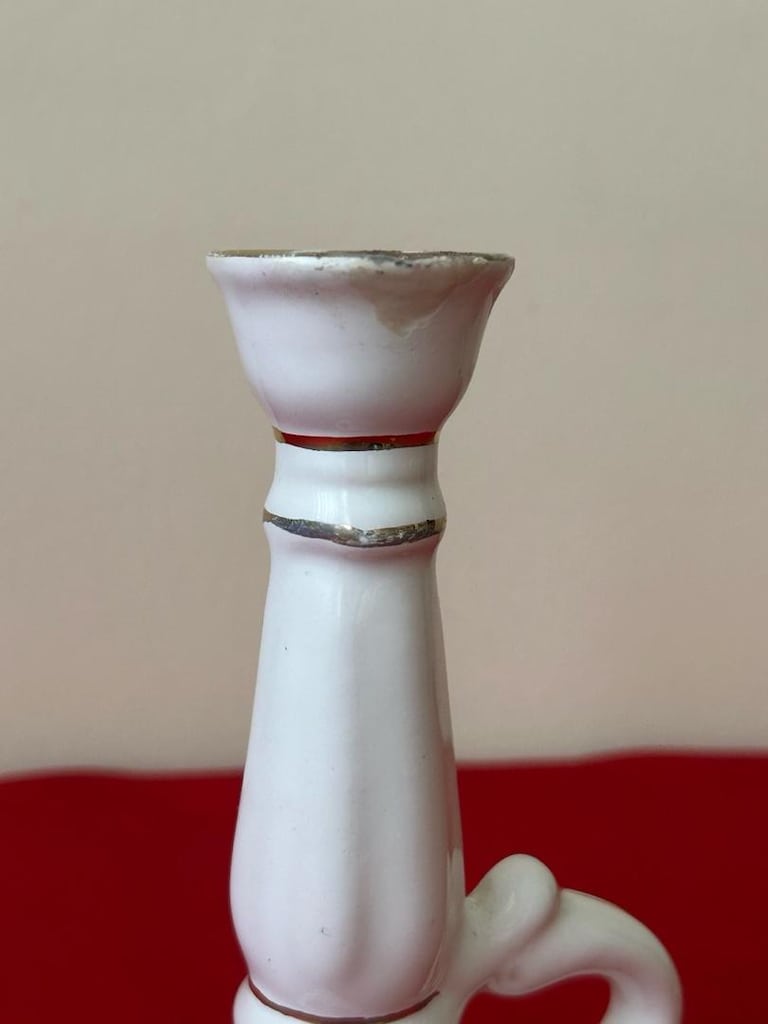 Vintage Porselen Kulplu Şamdan - 8
