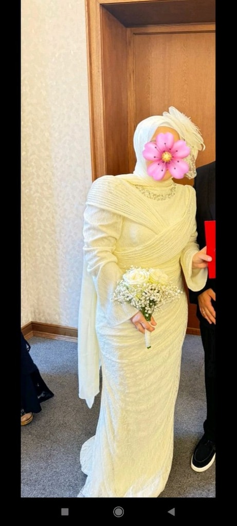 nikah elbisesi şapka şal dahil tesettür abiye - 2