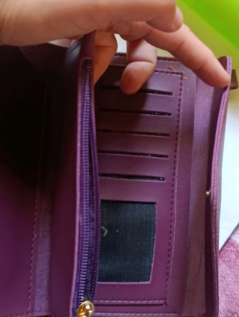SIFIR - Bol Bölmeli, Telefon Sığan Zarf Model Kadın Cüzdanı (Mürdüm) - 8