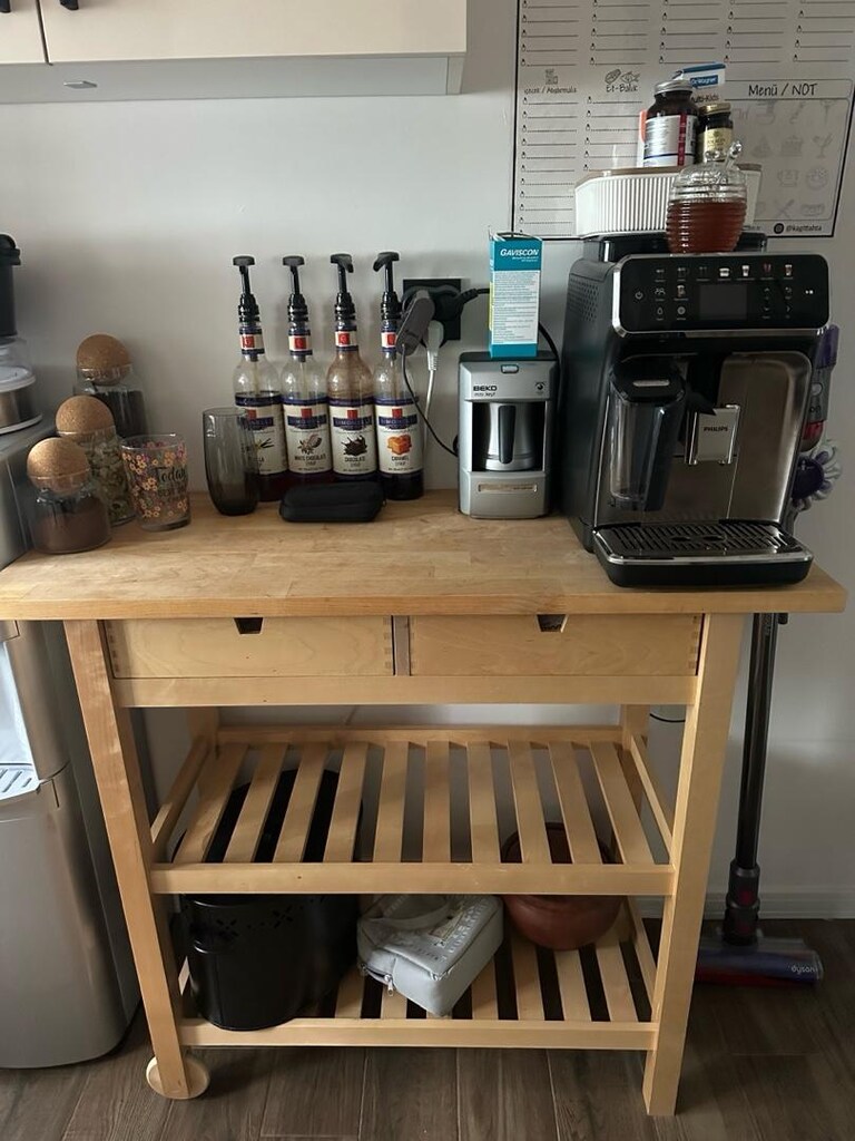 İkea ahşap servis arabası (förhöja)