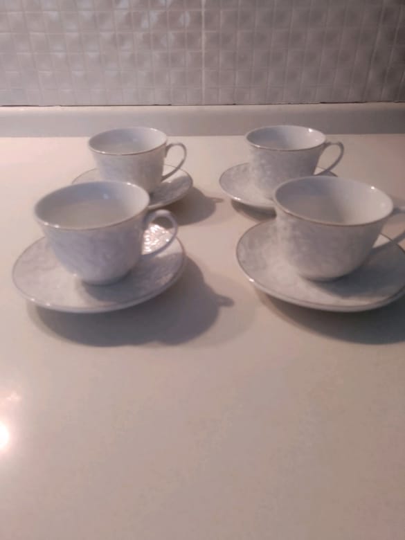 porselen kabartmalı 4 lü çay fincan seti - 3