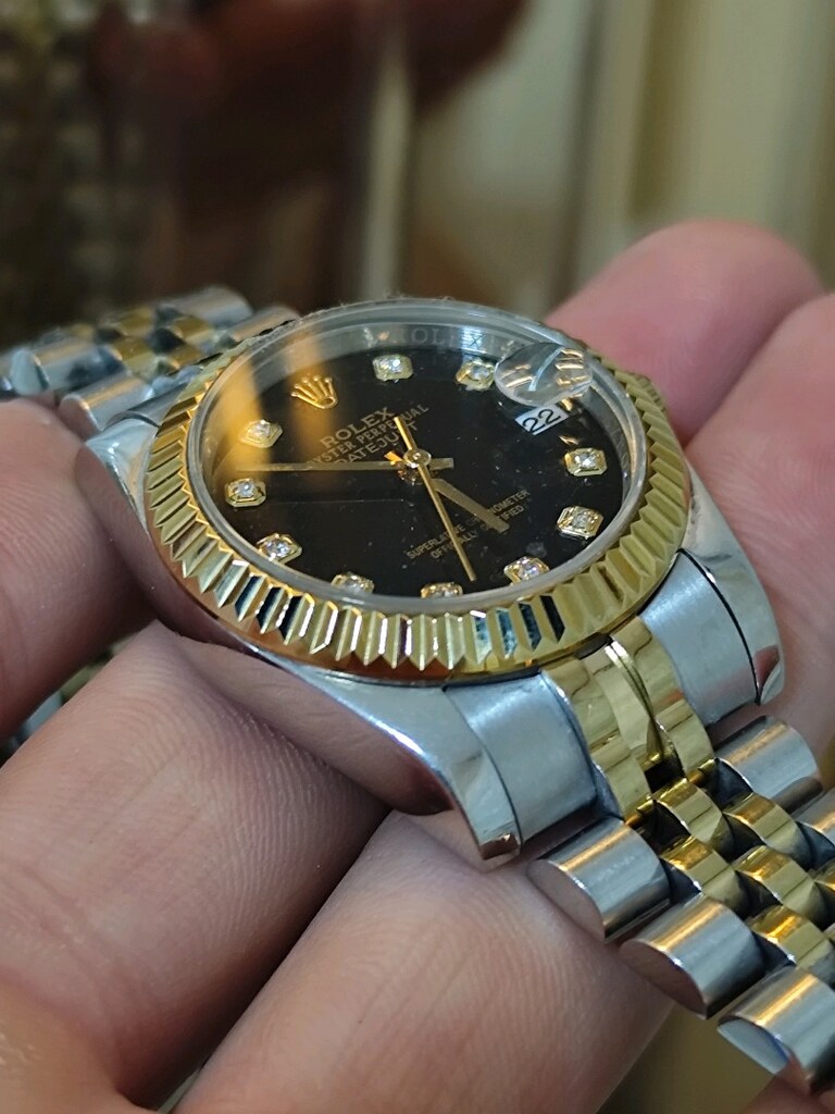 Rolex Datejust Siyah Pırlanta Kadran Kadın Saat - 5