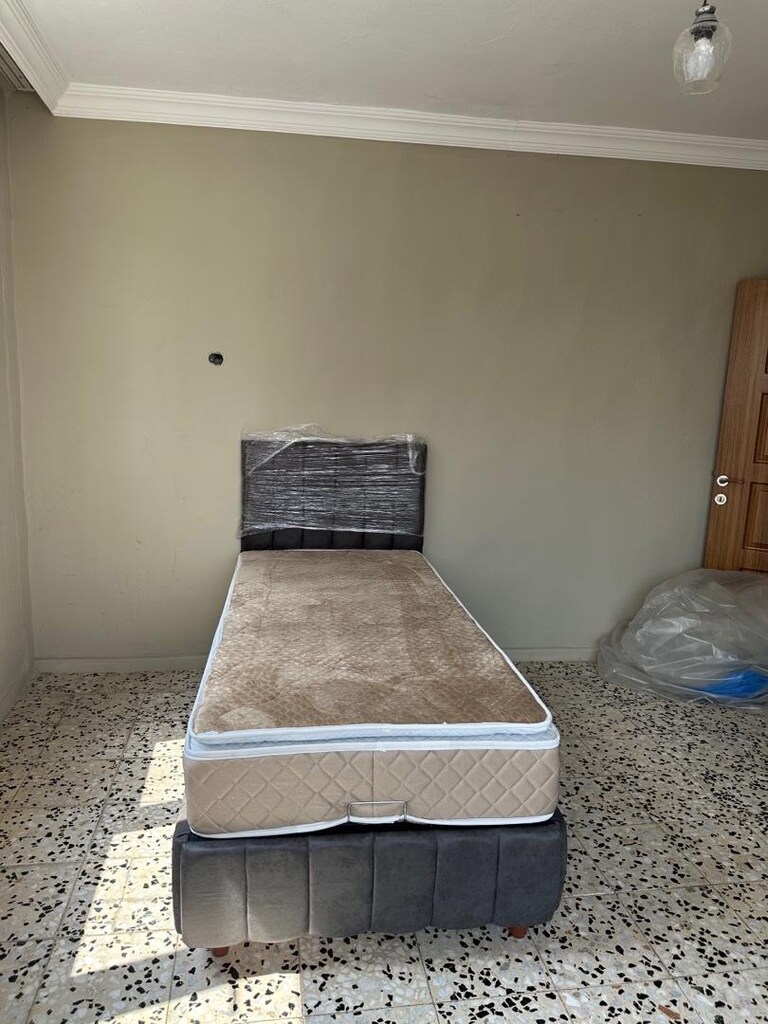 tek kişilik 90 × 190 baza başlığı gerçek petli tavşan tüü yatak sıfır - 2