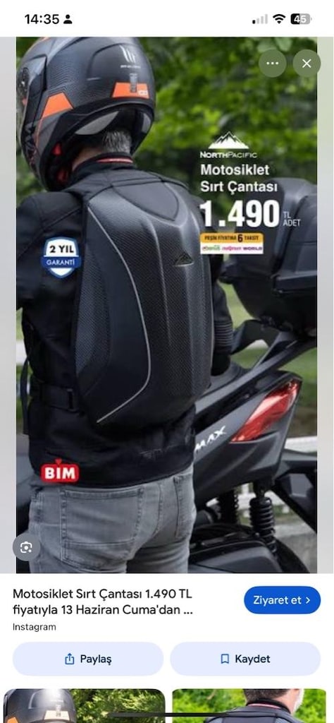 norm pacific motor sırt çantası sıfır