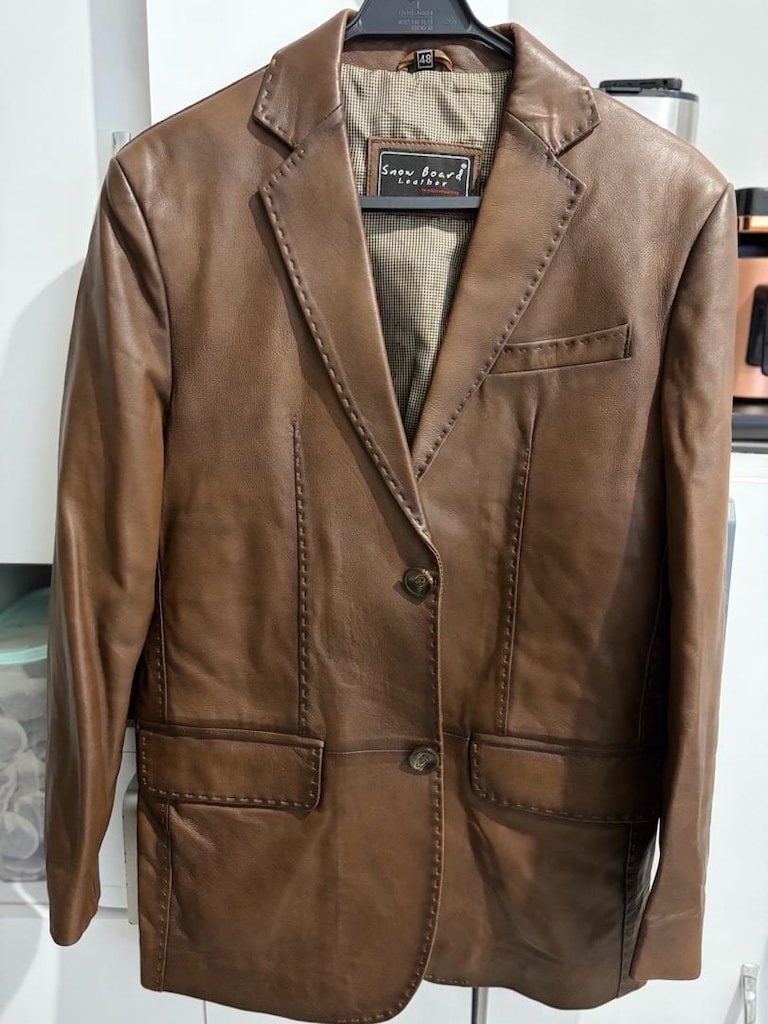 el yapimi blazer hakiki deri ceket