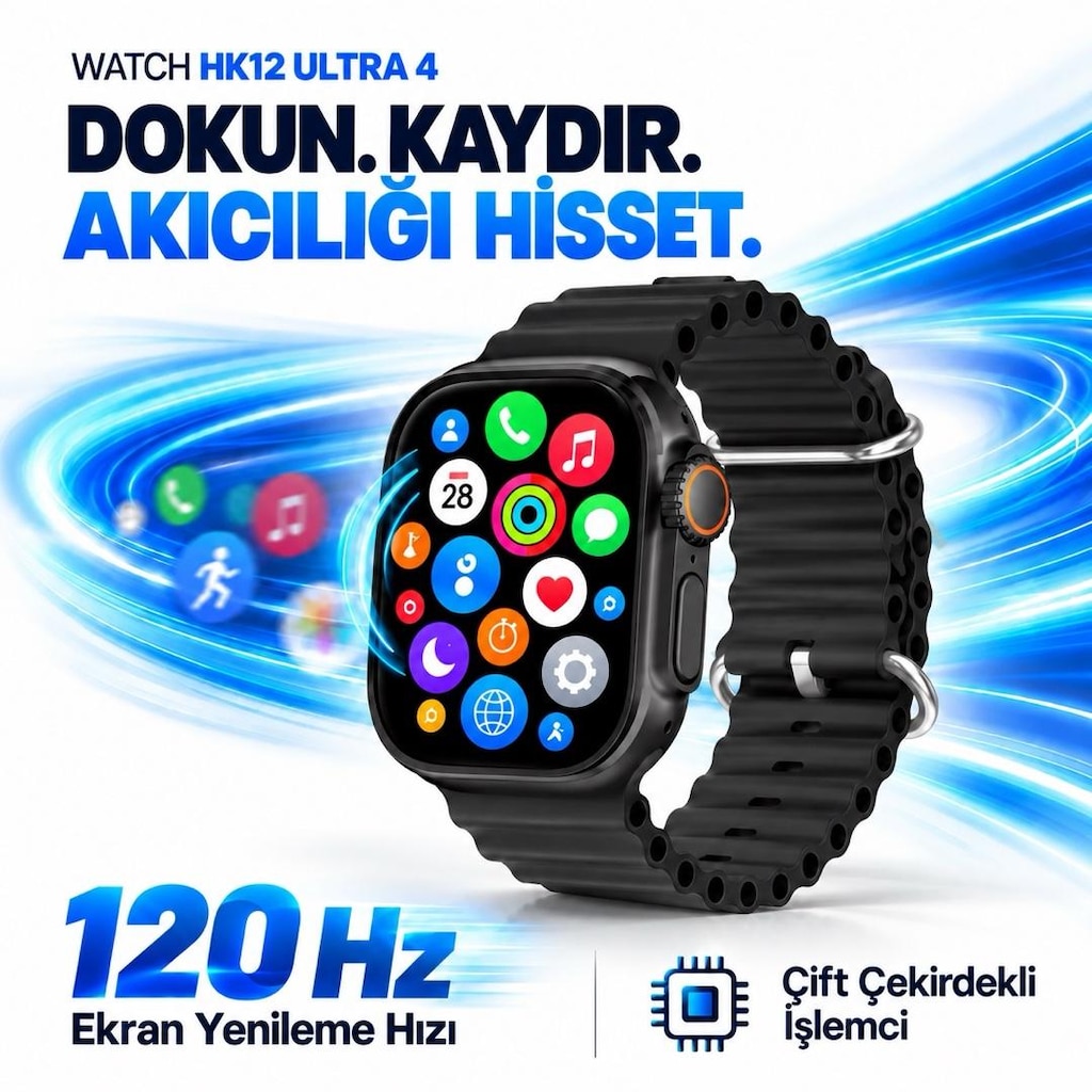 Hk 12 Ultra4 49MM Whatsap Mesajlaşma,7-10 Gün şarj - 5
