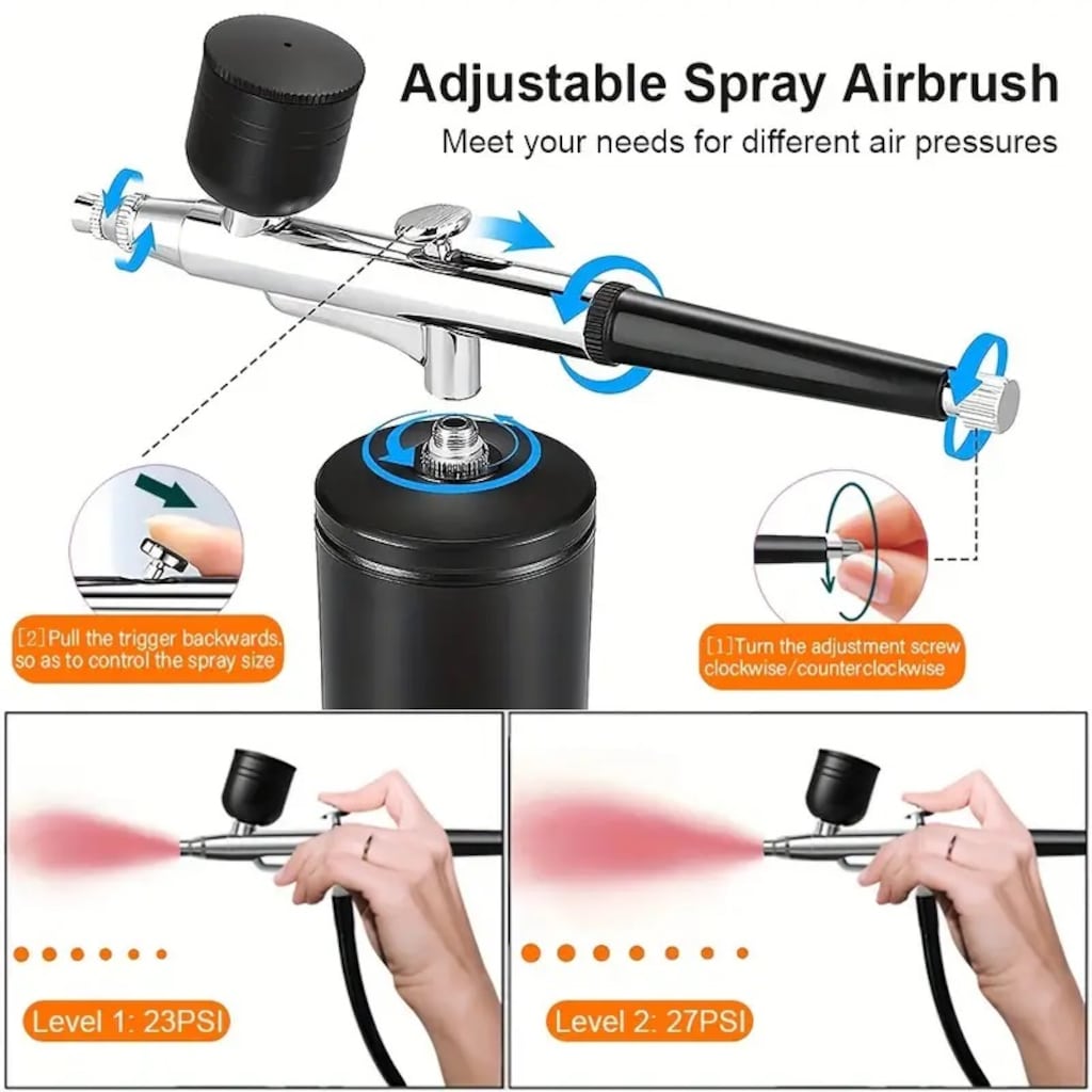 Profesyonel Airbrush Sprey Boya Tabancası Kompresör HORTUMLU Set - 3