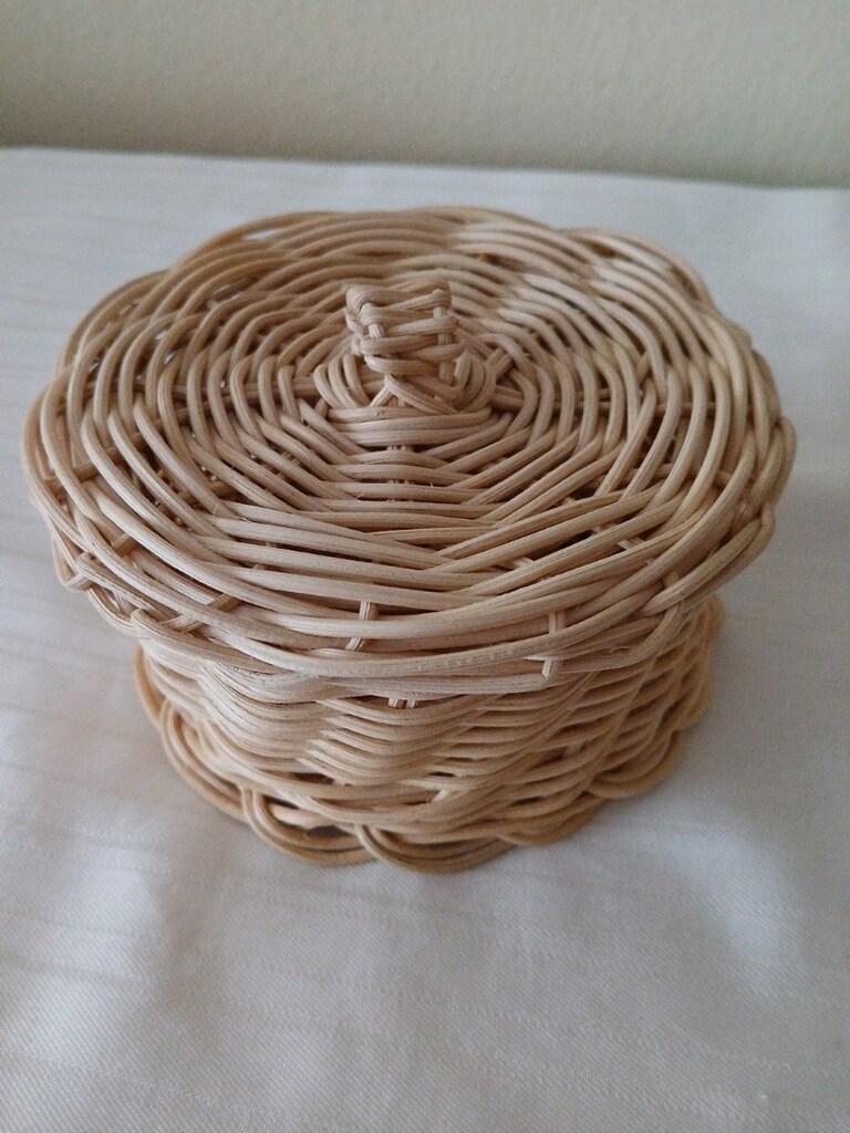 kapaklı rattan bambu sepet. - 2
