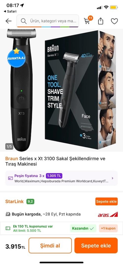KAPALI KUTU•BRAUN SERİES X XT 3100•SAKAL ŞEKİLLENDiRME VE TIRAŞ MAKİN. - 2