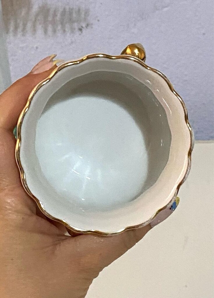 Antika İTALYAN “ Capodimonte “ Damgalı Altın Çiçekli Porselen Şekerlik - 10