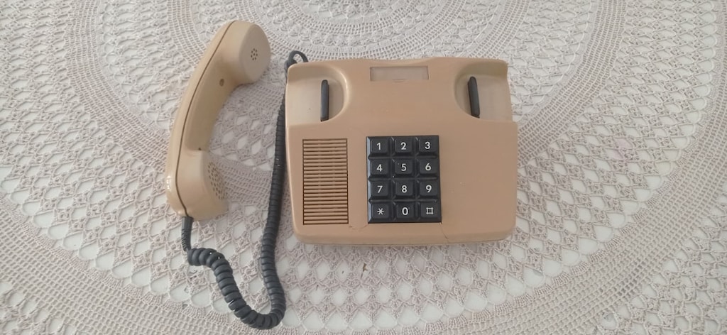 Vintage PTT Tuşlu Ev Telefonu Bej Renk Koleksiyonluk Retro Dekor - 8