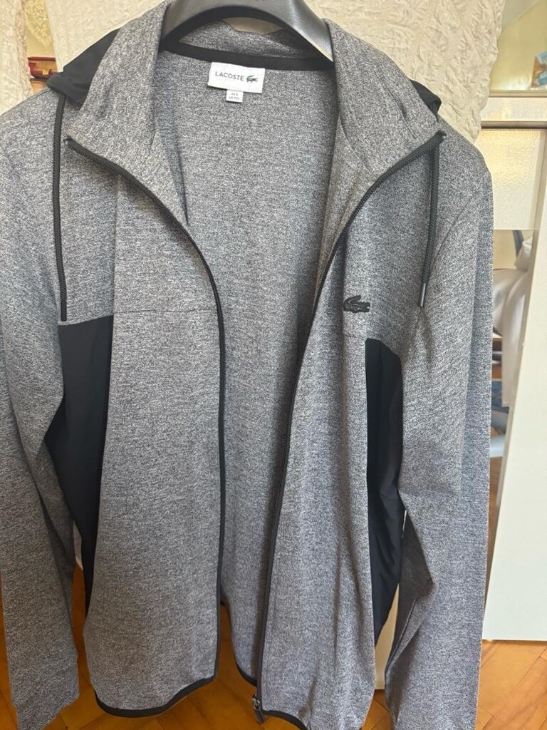lacoste siyah git kapşonlu mont ceket kaban