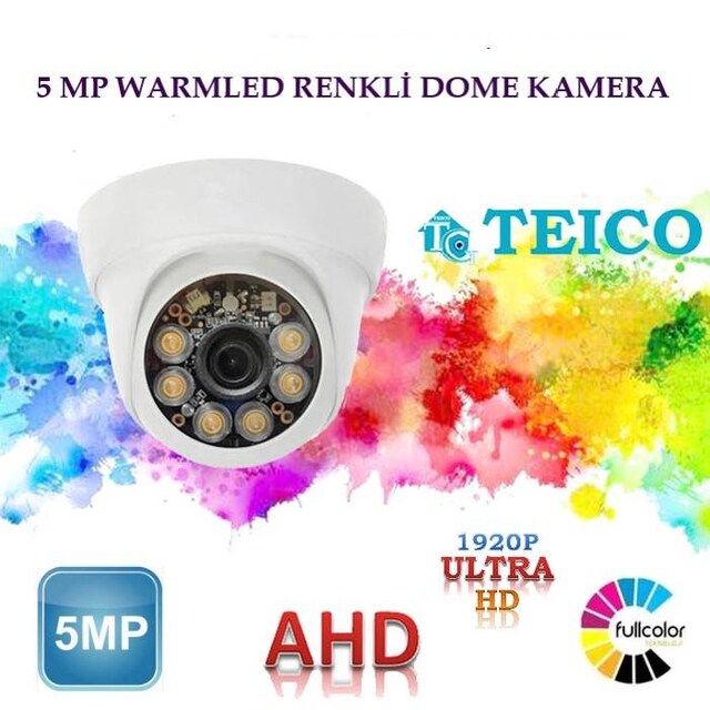 5 Mp Ahd Warm Led Renkli Dome Güvenlik Kamerası Teico-1524