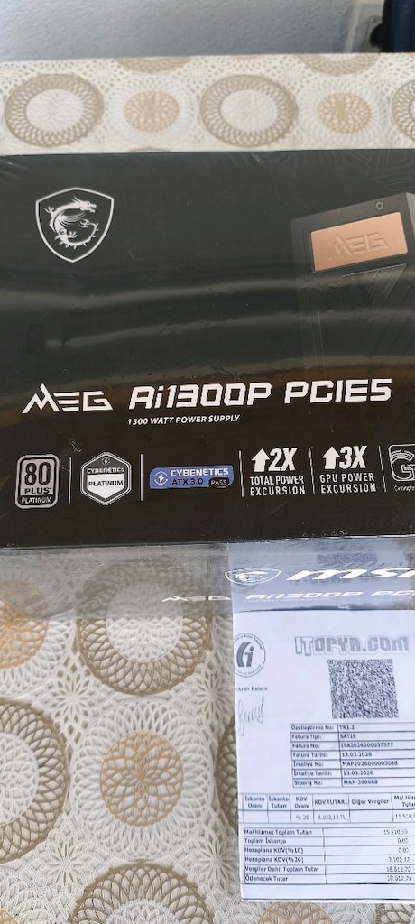 msi meg ai1300p pcie5.1 ATX 3.1 platinum güç kaynağı sıfır - 5