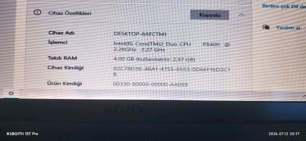 Dizüstü ,notebook Sony Vaio vgn - 9