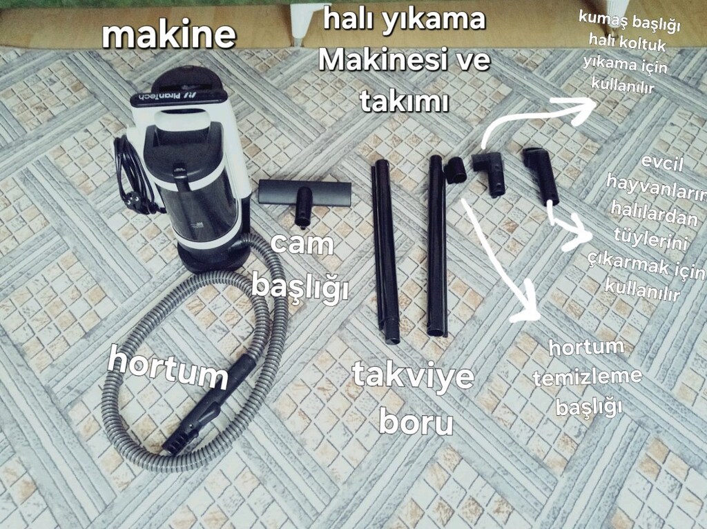 PiranTech Çok Amaçlı Halı, Koltuk ve Cam Yıkama Makinesi (Full Aparatl