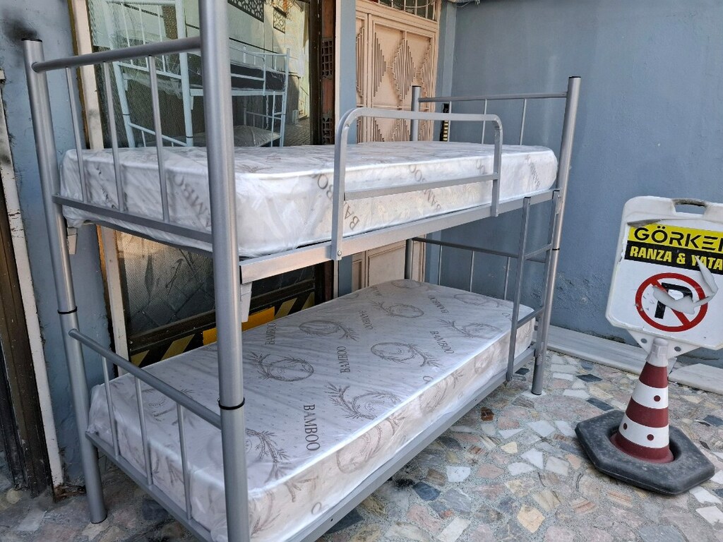 METAL GRİ RANZA 2 YATAK FİYATA DAHİLDİR UCRETSİZ TESLİMAT - 6