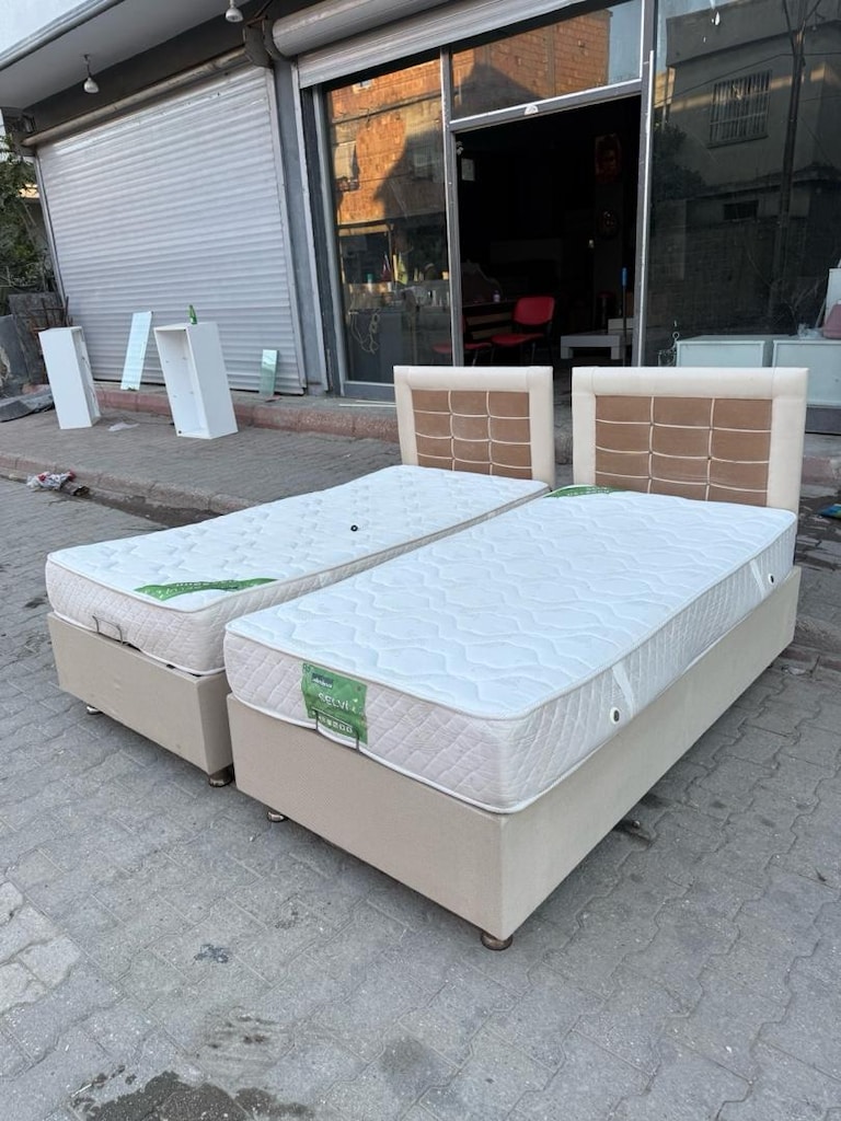 baza başlık yatak 2adet tek kişlil eve teslim - 5