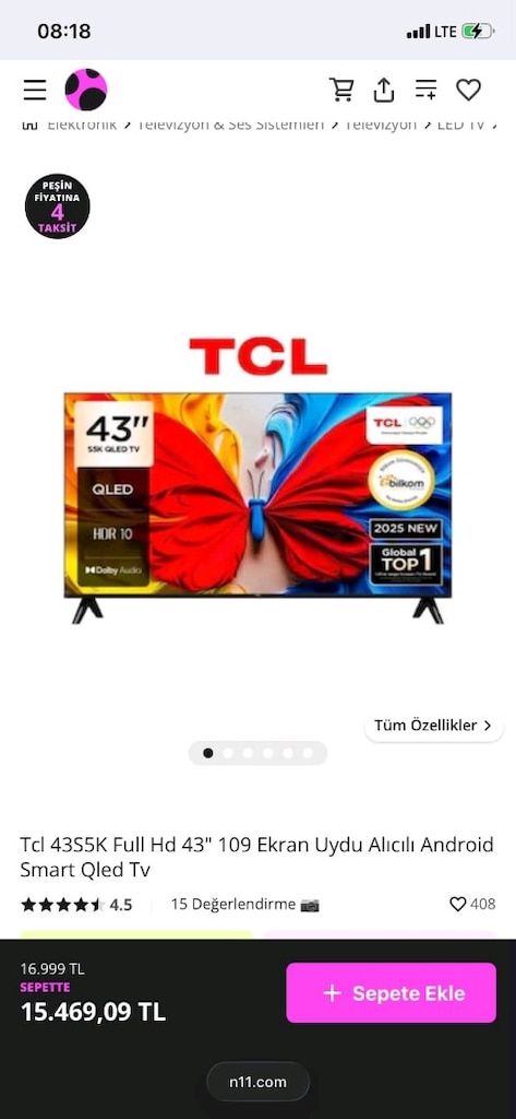 110 ekran TCL marka Android Qled Google smart TV sıfır kutusunda - 4
