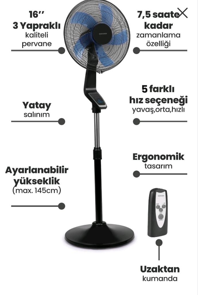 GoldMaster kumandalı vantilatör - 3