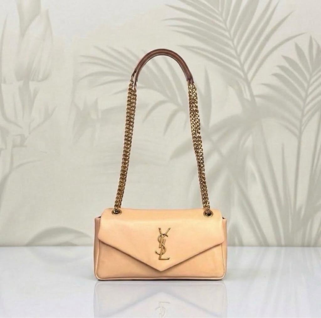 YSL (Saint Laurent) Taba Deri Zincirli Omuz Çantası - 11