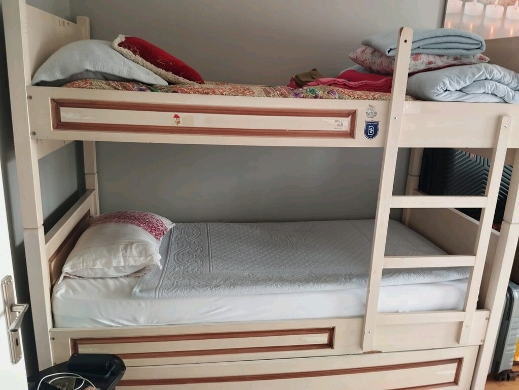 çift kişilik ahşap ranza artı yatak - 2