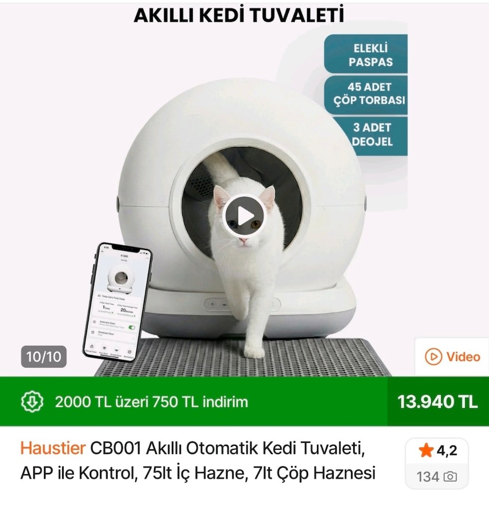 Acil Satılık Otomatik Kedi Tuvaleti - 4