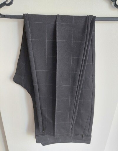 M&S Lacivert kareli bayan Pantolon