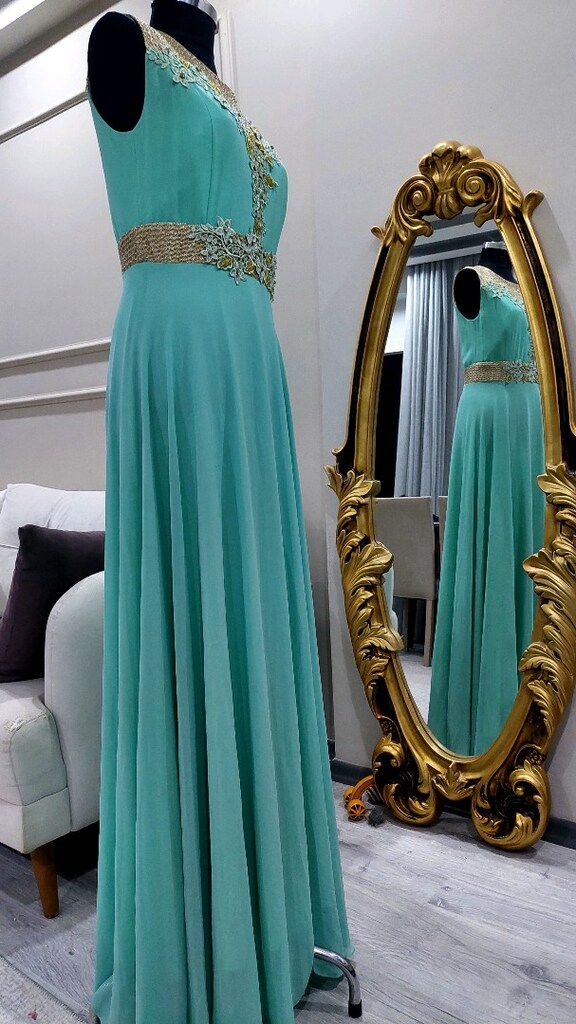 Nil yeşili klopatra model abiye - 2
