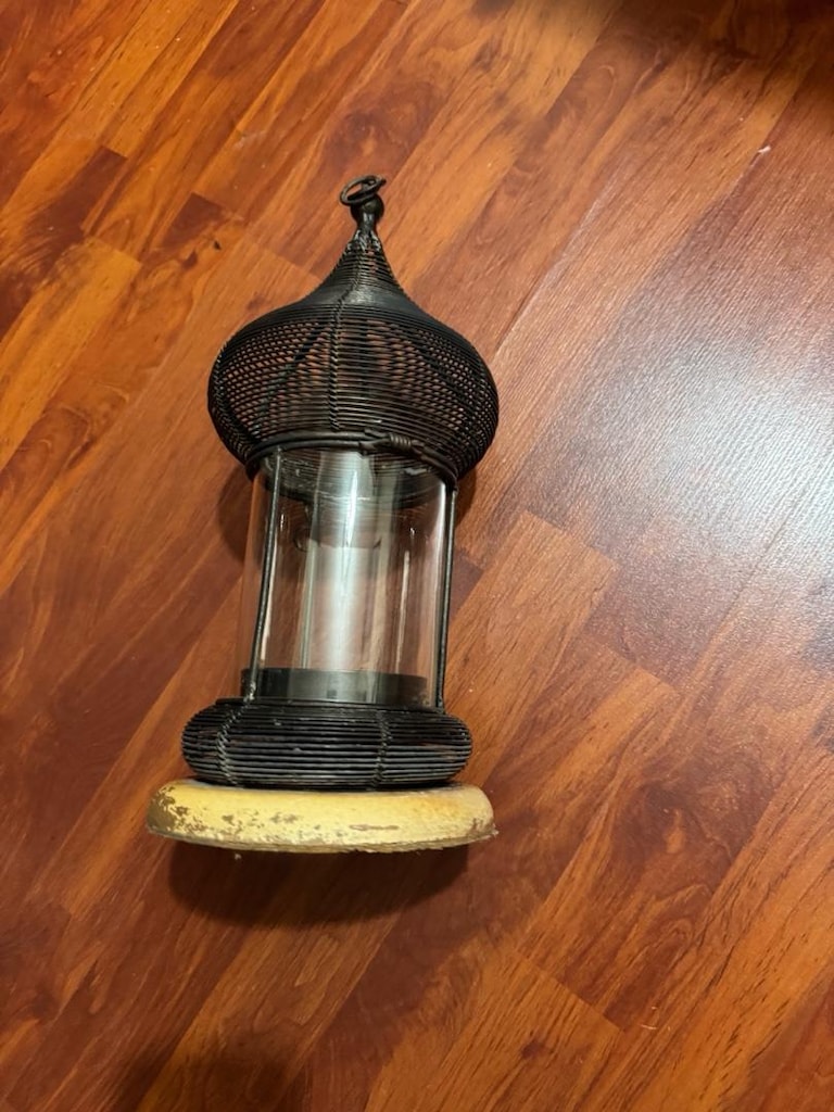 Vintage El Yapımı Metal Tel Örgü Dekoratif Fener / Mumluk 36 cm - 9