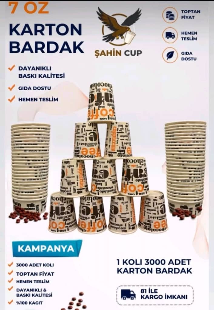 Kaliteli 3000 Adet 7 Oz 180&190 gram Karton Bardak - 3