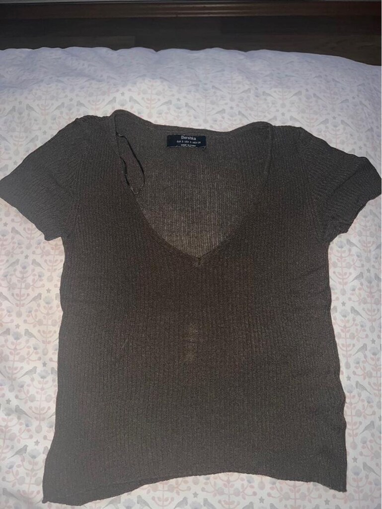 Bershka Haki V Yaka Fitilli Bluz - 2
