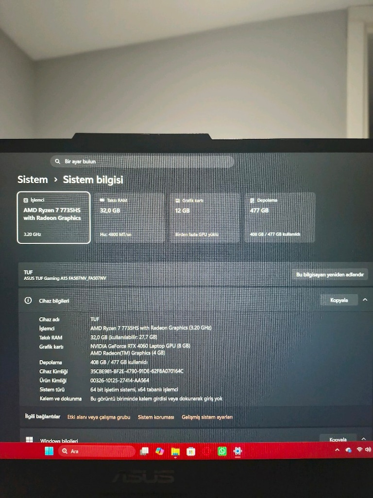 ASUS RUF GAMİN A15 ve SAĞLAM EKİPMANLAR - 2
