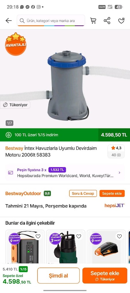Havuz devir daim motoru