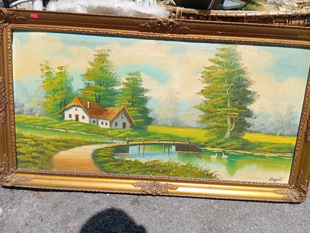 imzalı Yağlı boya tablo -Ergül-varakli - 2