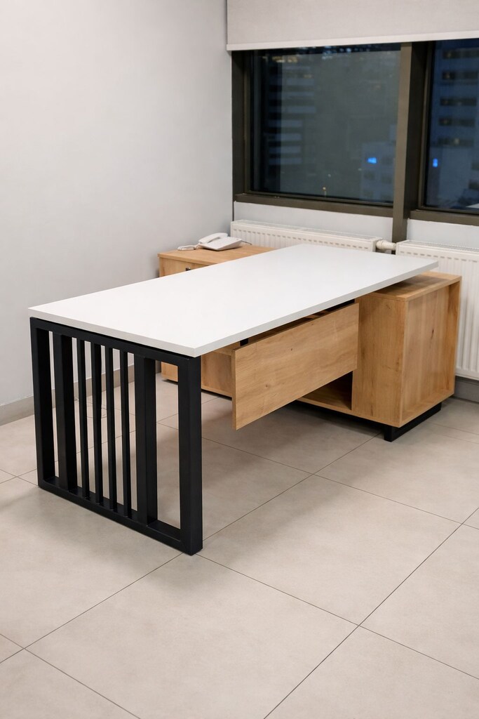 ETAJERLİ PERSONEL MASASI / ÇALIŞMA MASASI / DEMİRSA İRON ART - 8