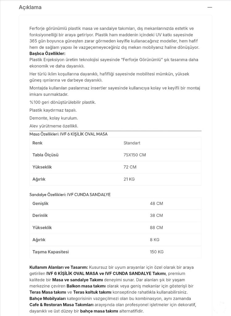 Bahçe Mobilyası Takımı - 2