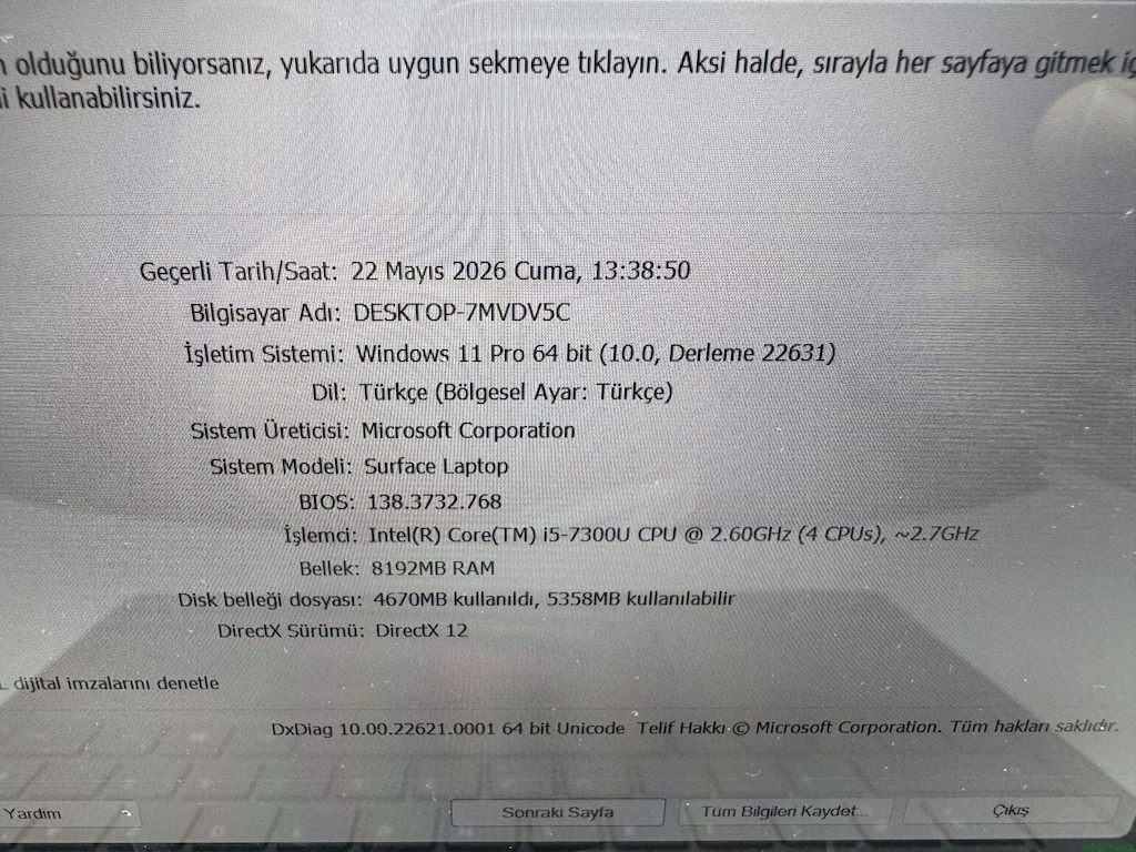 SURFACE İ5 7. NESİL 8 GB RAM 256 NVME DOKUNMATİK - 6