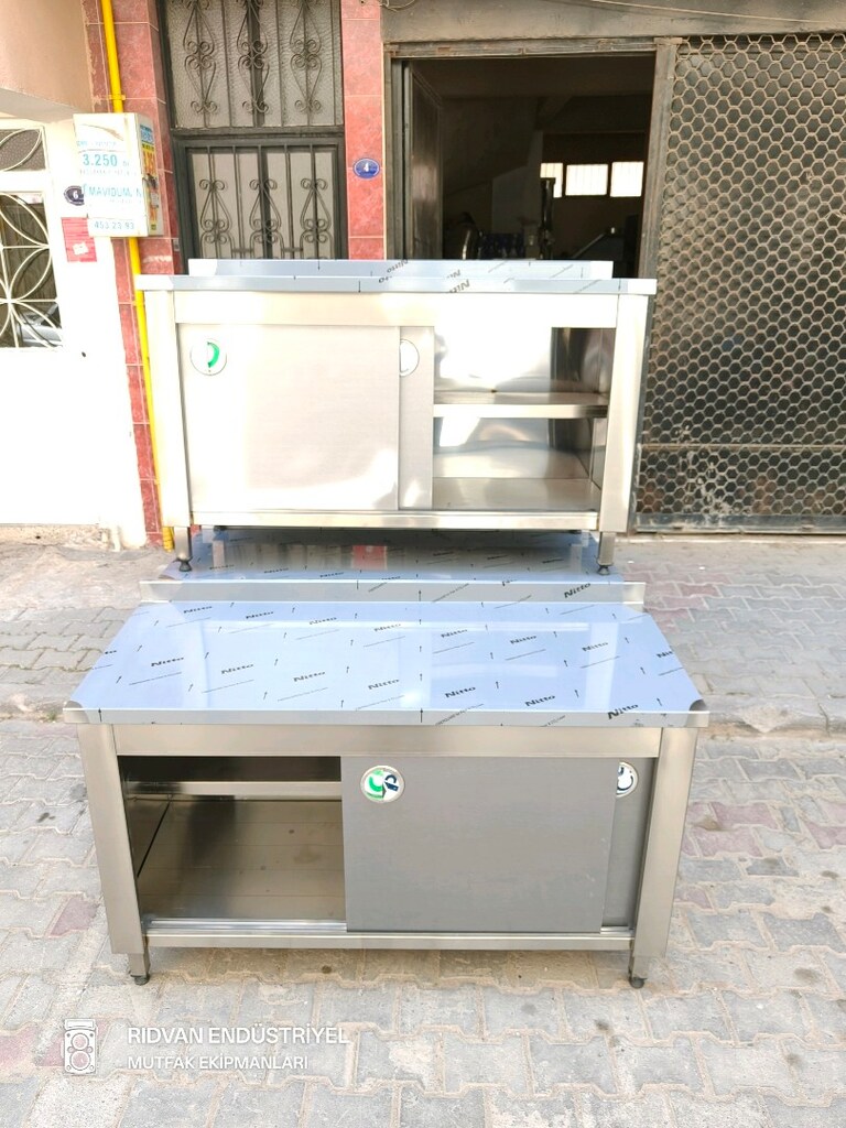 140 cm krom tezgah endüstriyel hazır mutfak krom çalışma tezgahı - 4