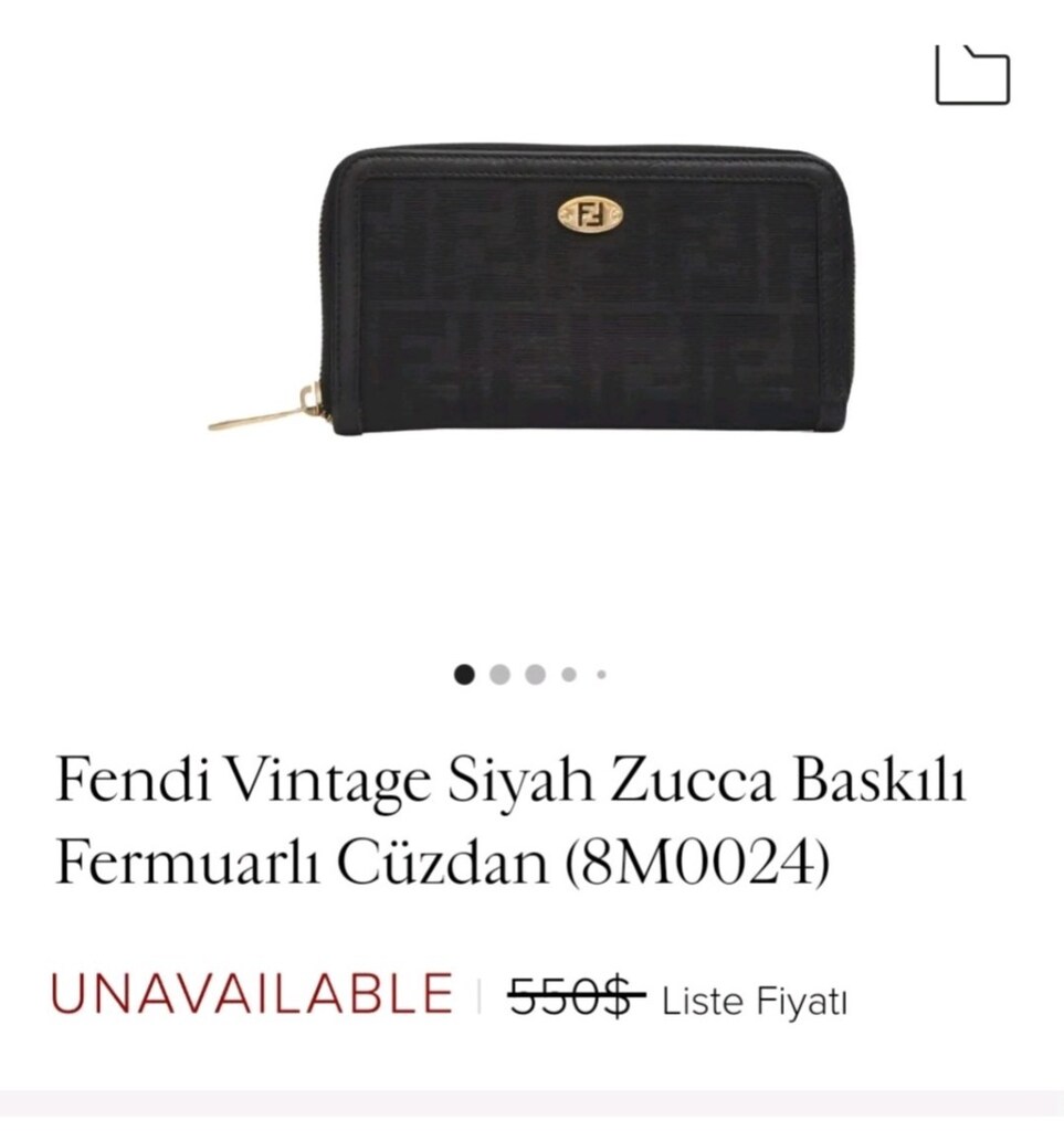 Orjinal Vintage Fendi Zucca Baskılı Fermuarlı Cüzdan
