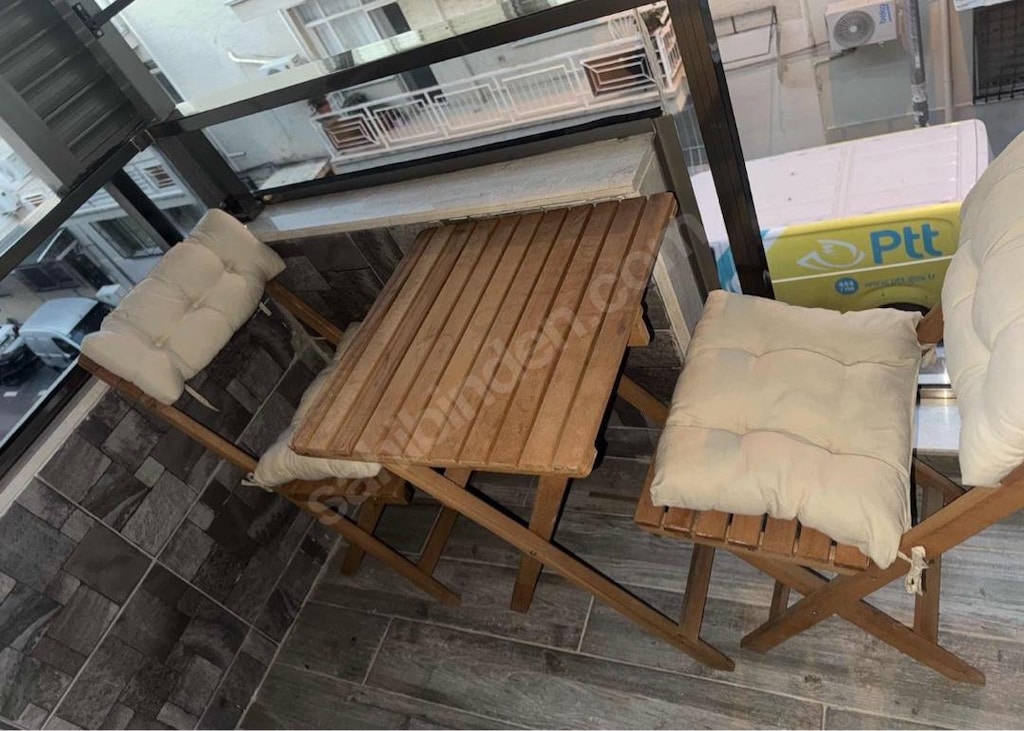 Ahşap Katlanır Balkon/Bahçe Bistro Takımı - 7